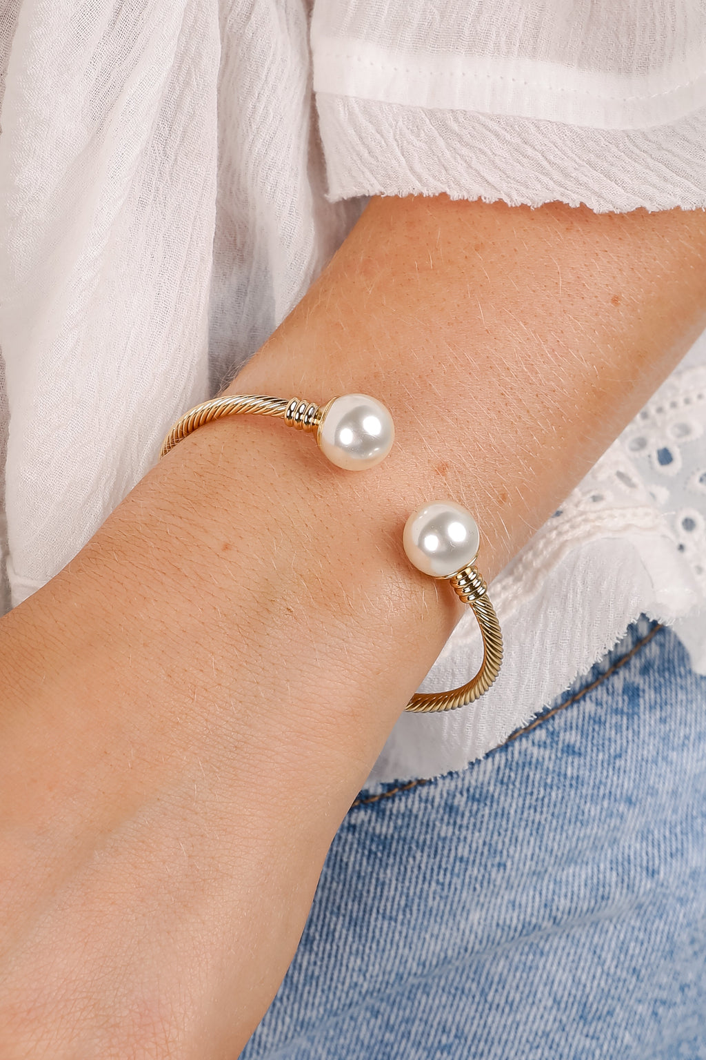 Serena Gold Pearl Cuff Bracelet