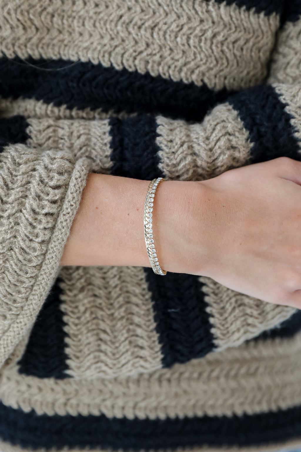 FINAL SALE - Gabriella Gold Rhinestone Chain Bracelet