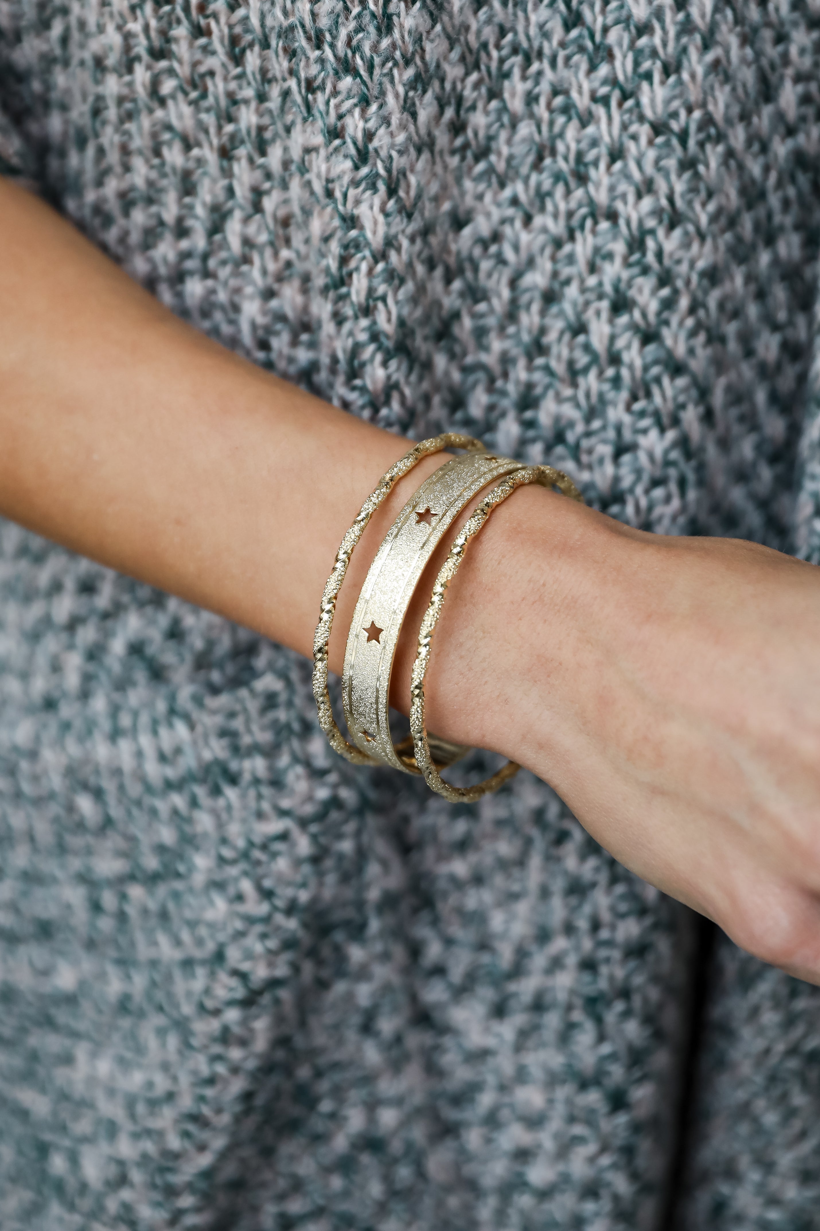 FINAL SALE - Cecelia Gold Star Bangle Set