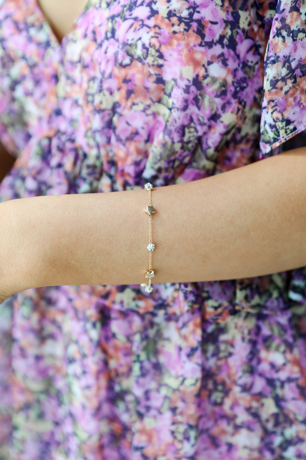 FINAL SALE - Rosie Gold Star + Rhinestone Charm Bracelet