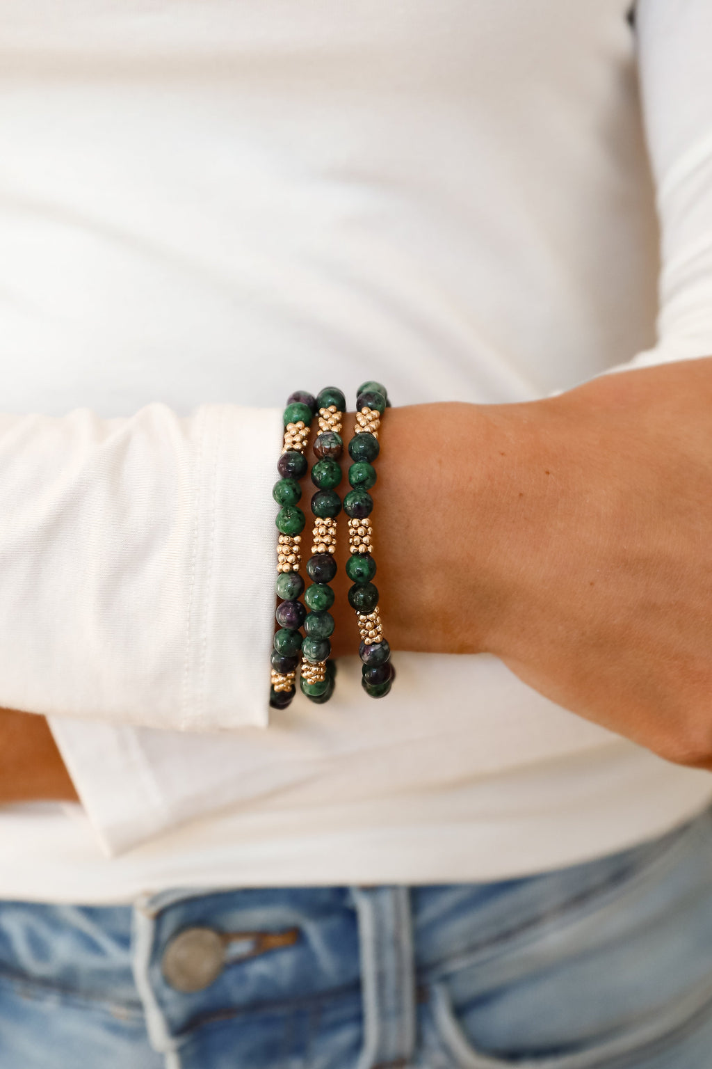 FINAL SALE - Samantha Green Beaded Bracelet Set