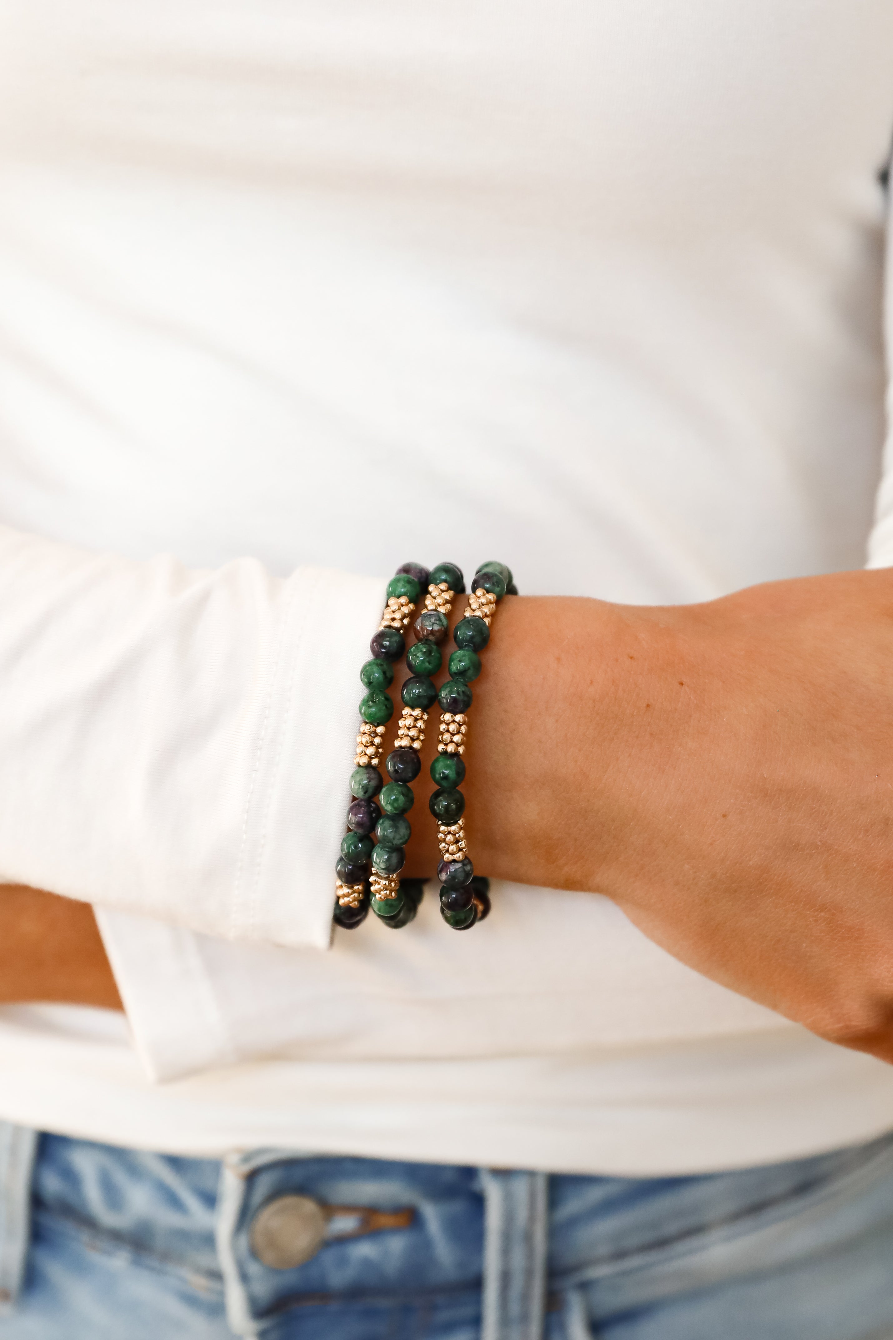 FINAL SALE - Samantha Green Beaded Bracelet Set