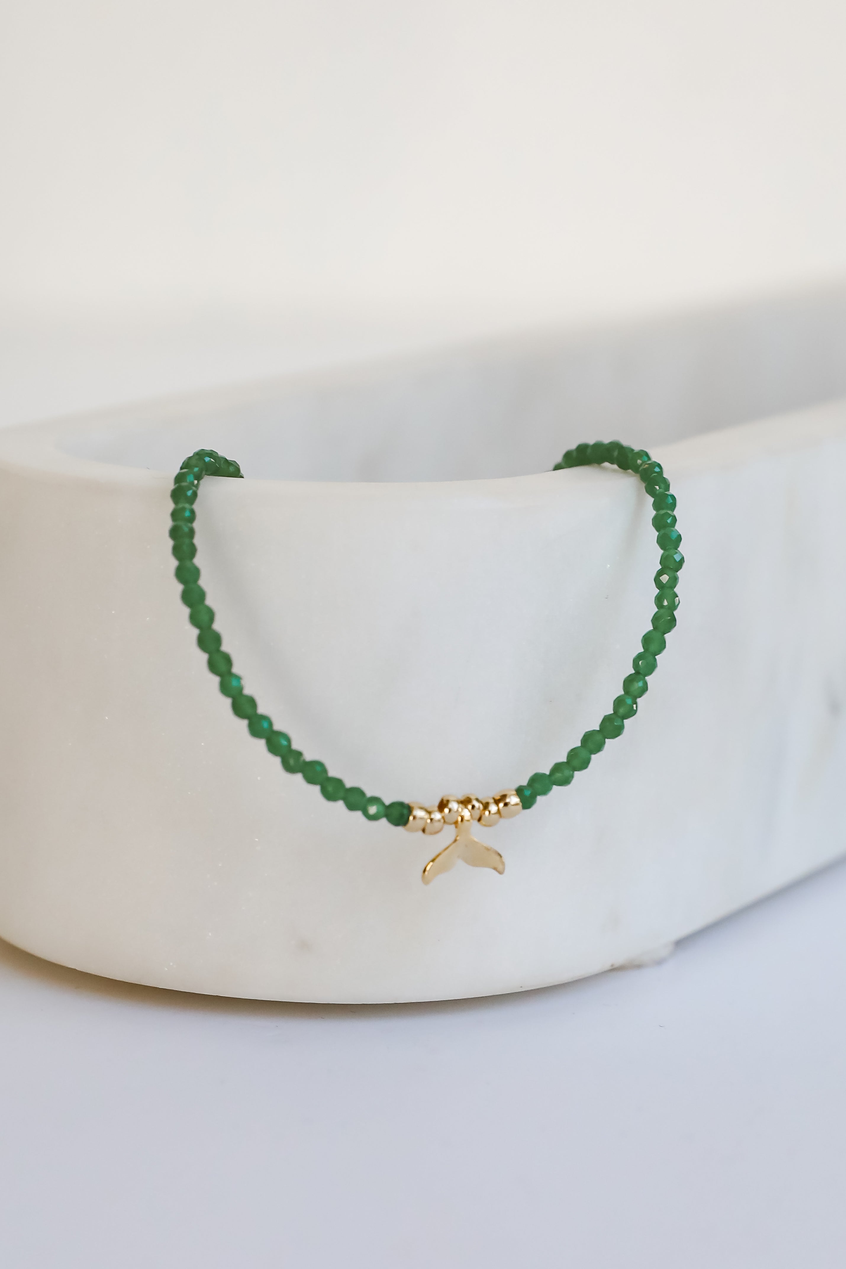 FINAL SALE - Gemma Green Tail Beaded Bracelet