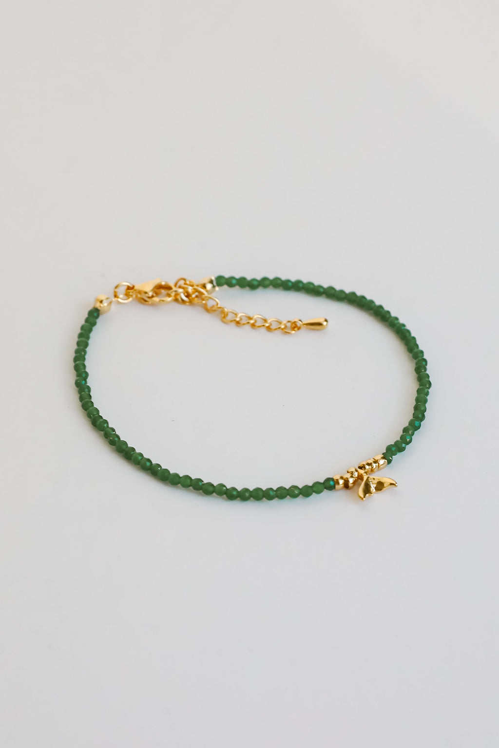 FINAL SALE - Gemma Green Tail Beaded Bracelet