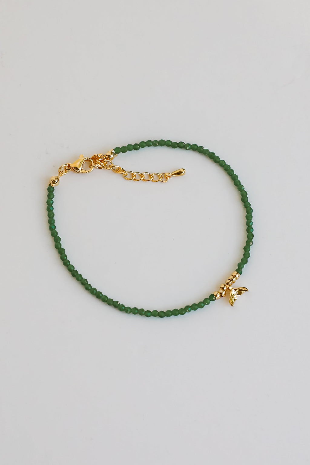Gemma Green Tail Beaded Bracelet