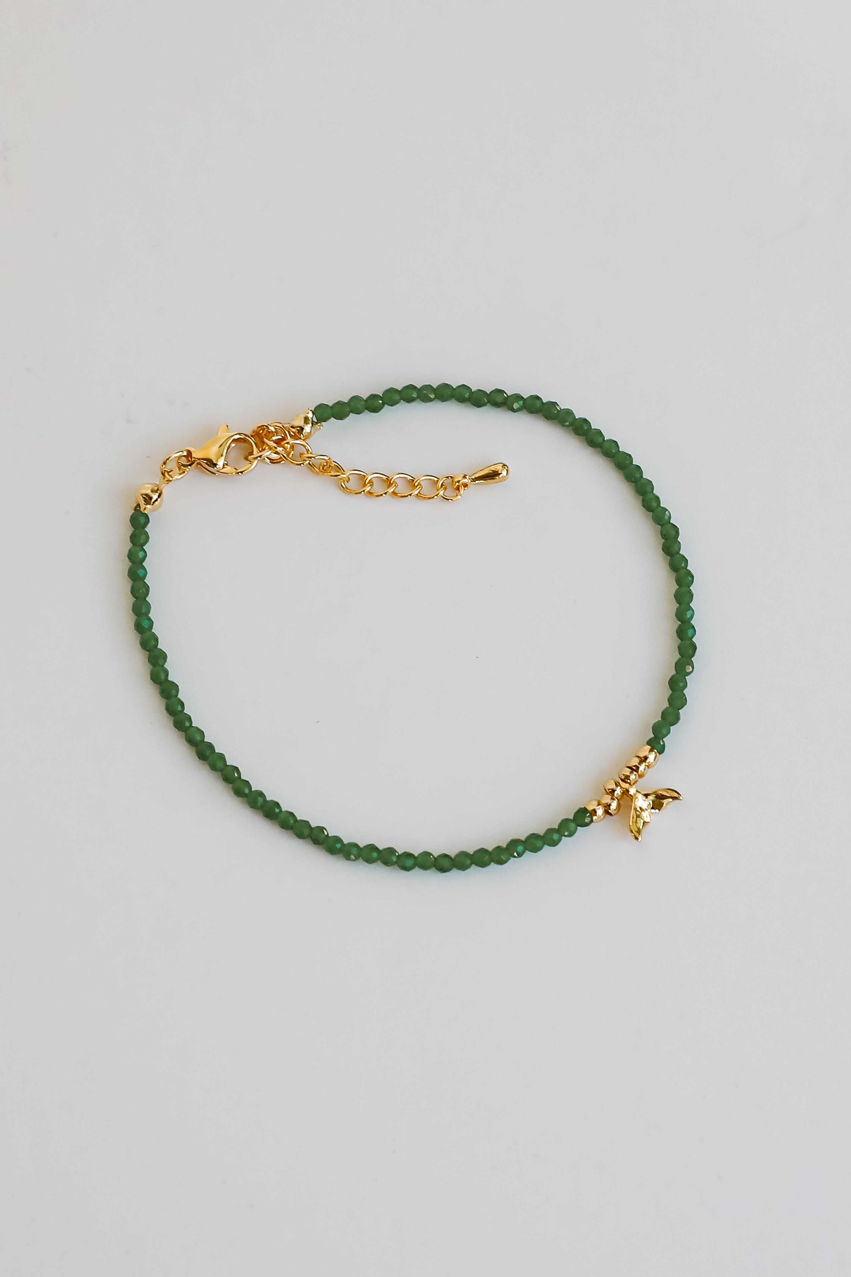 Gemma Green Tail Beaded Bracelet