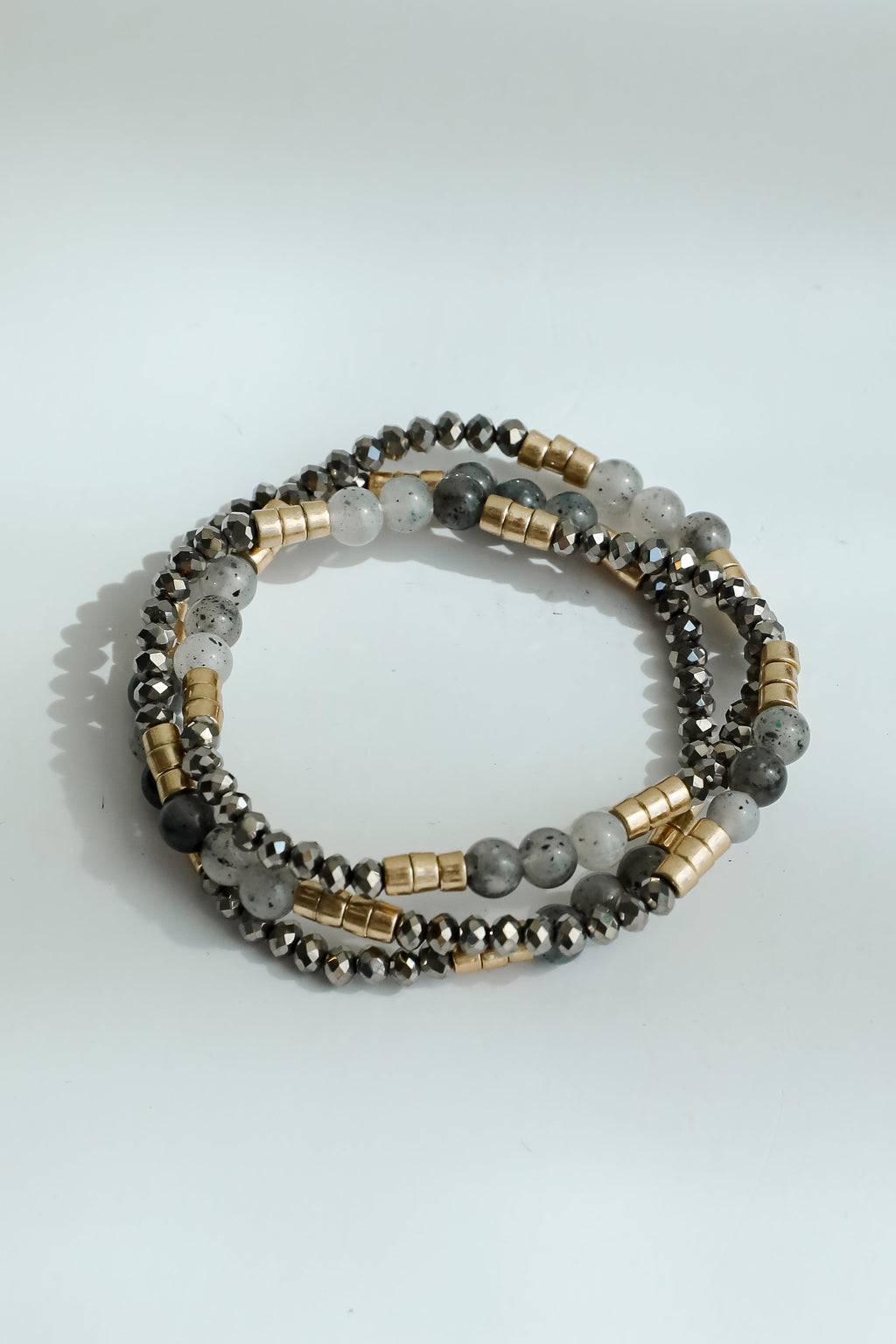 FINAL SALE - Andrea Grey Beaded Bracelet Set