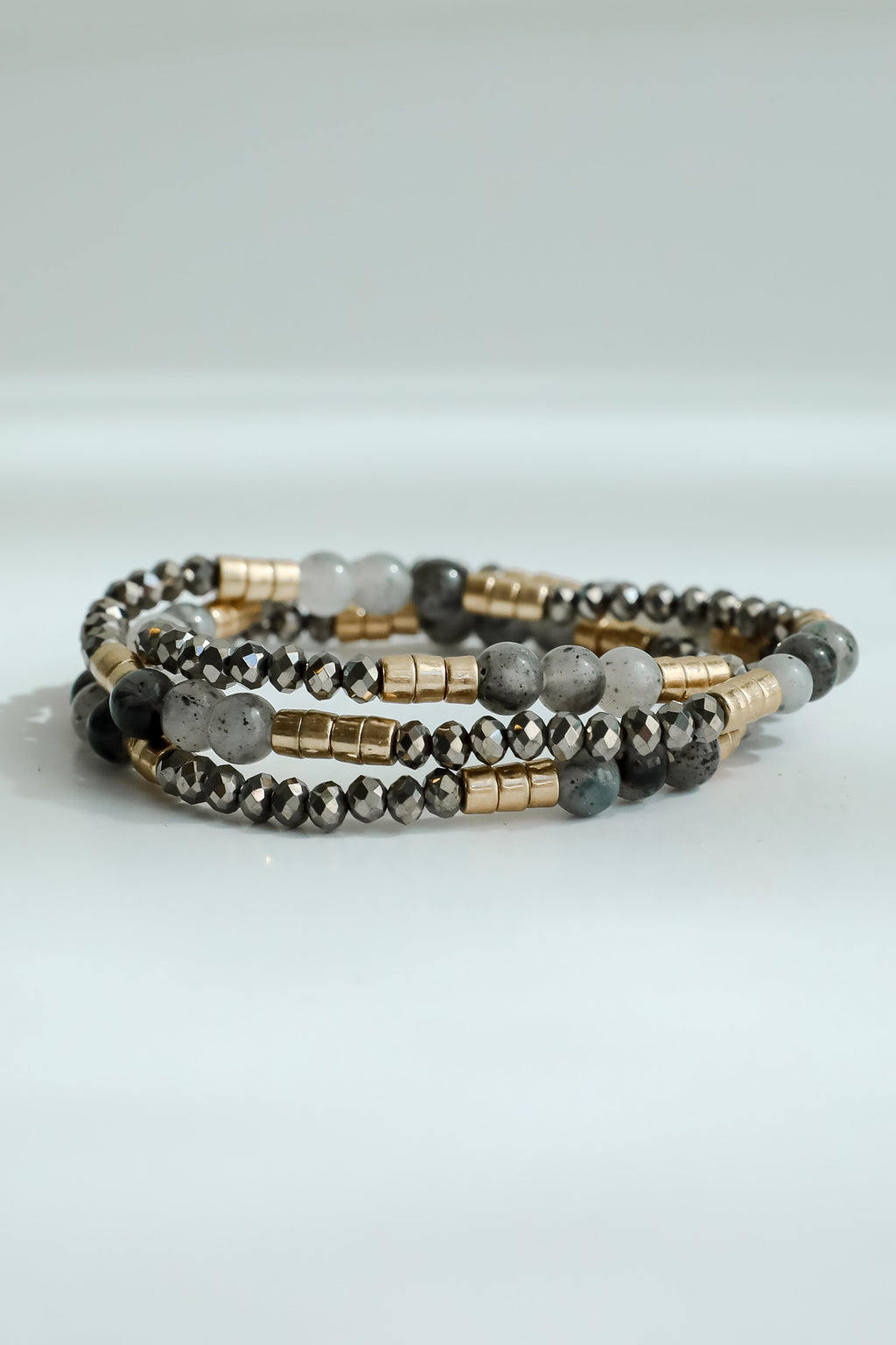Andrea Grey Beaded Bracelet Set