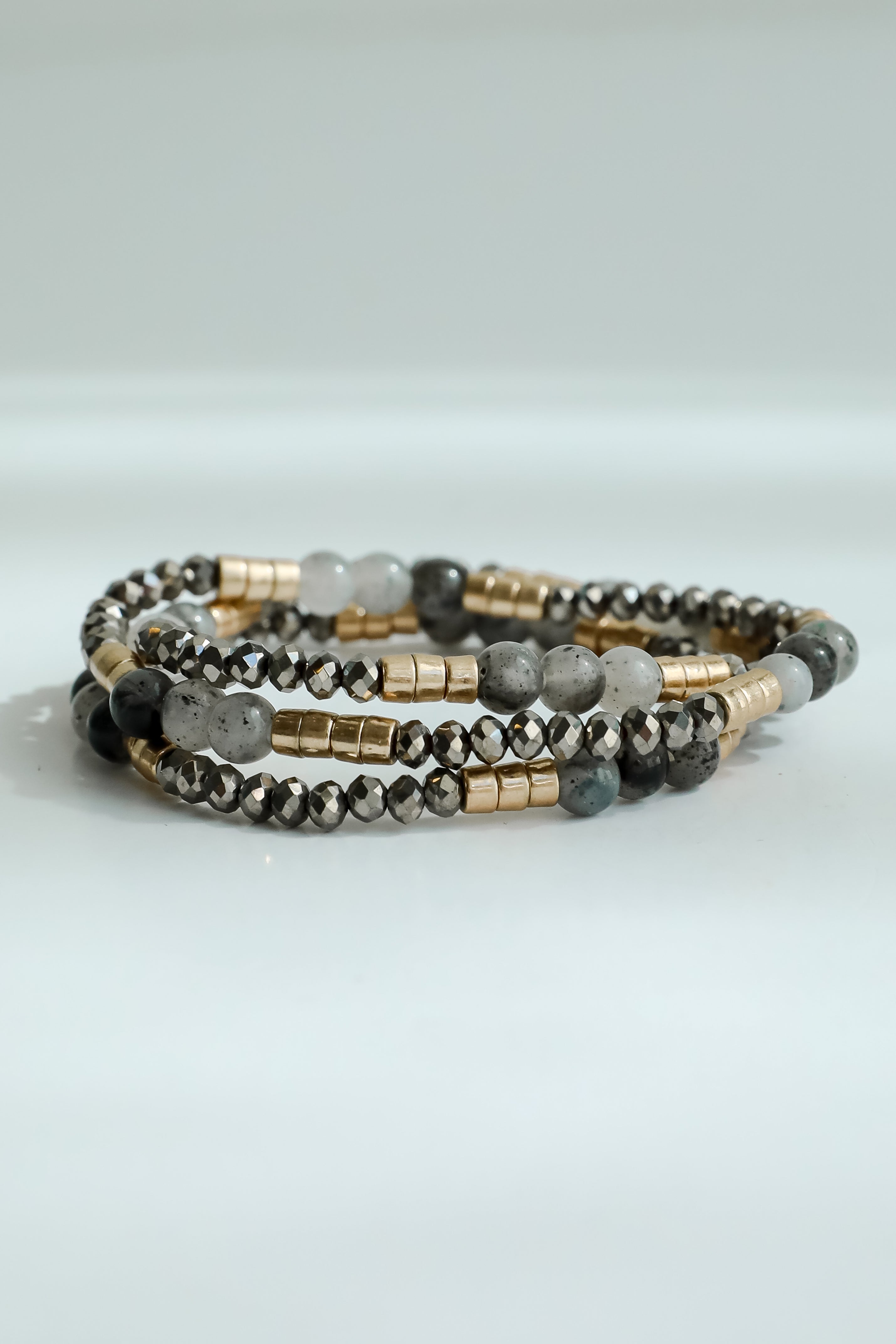 Andrea Grey Beaded Bracelet Set