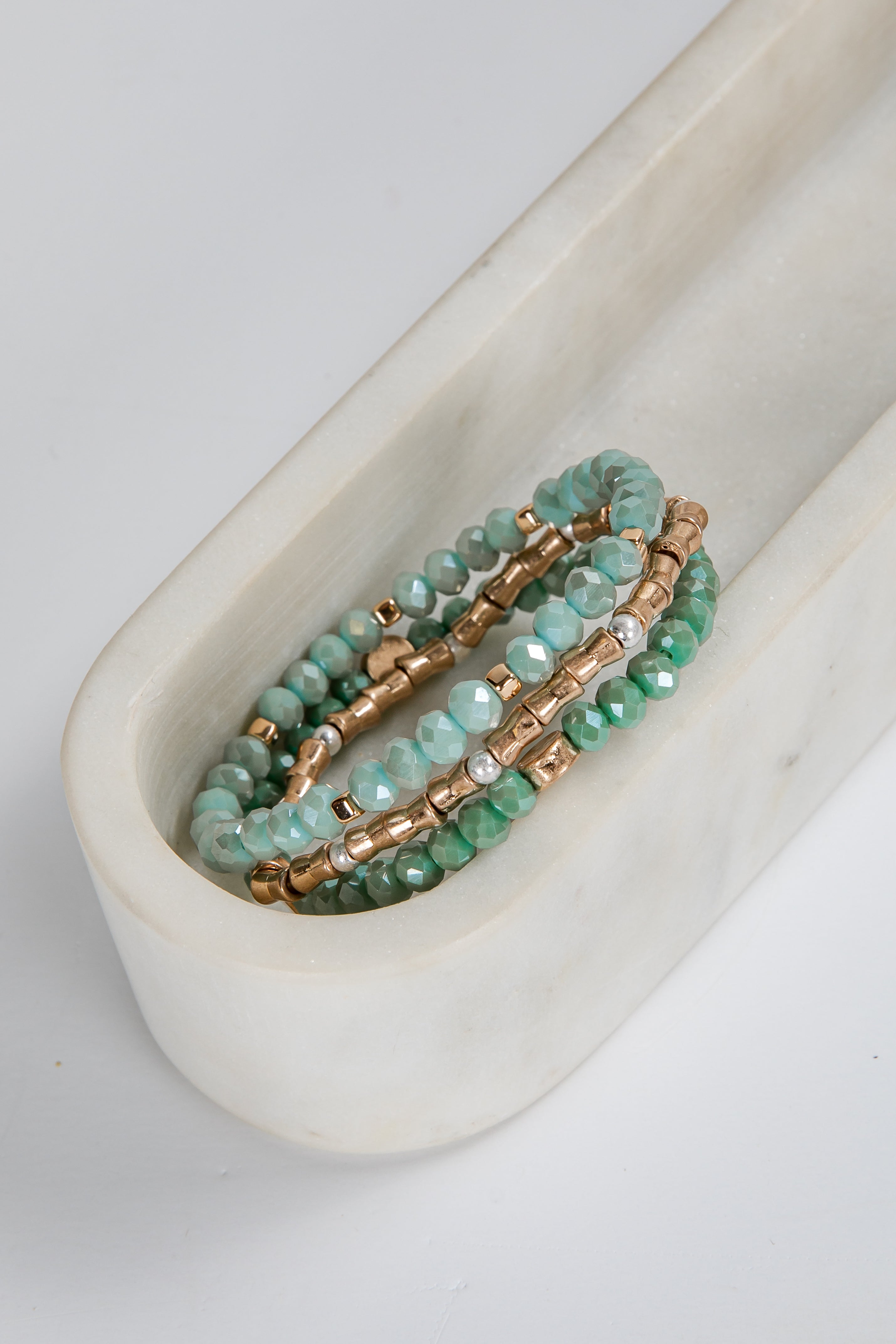 Kiara Mint Beaded Bracelet Set