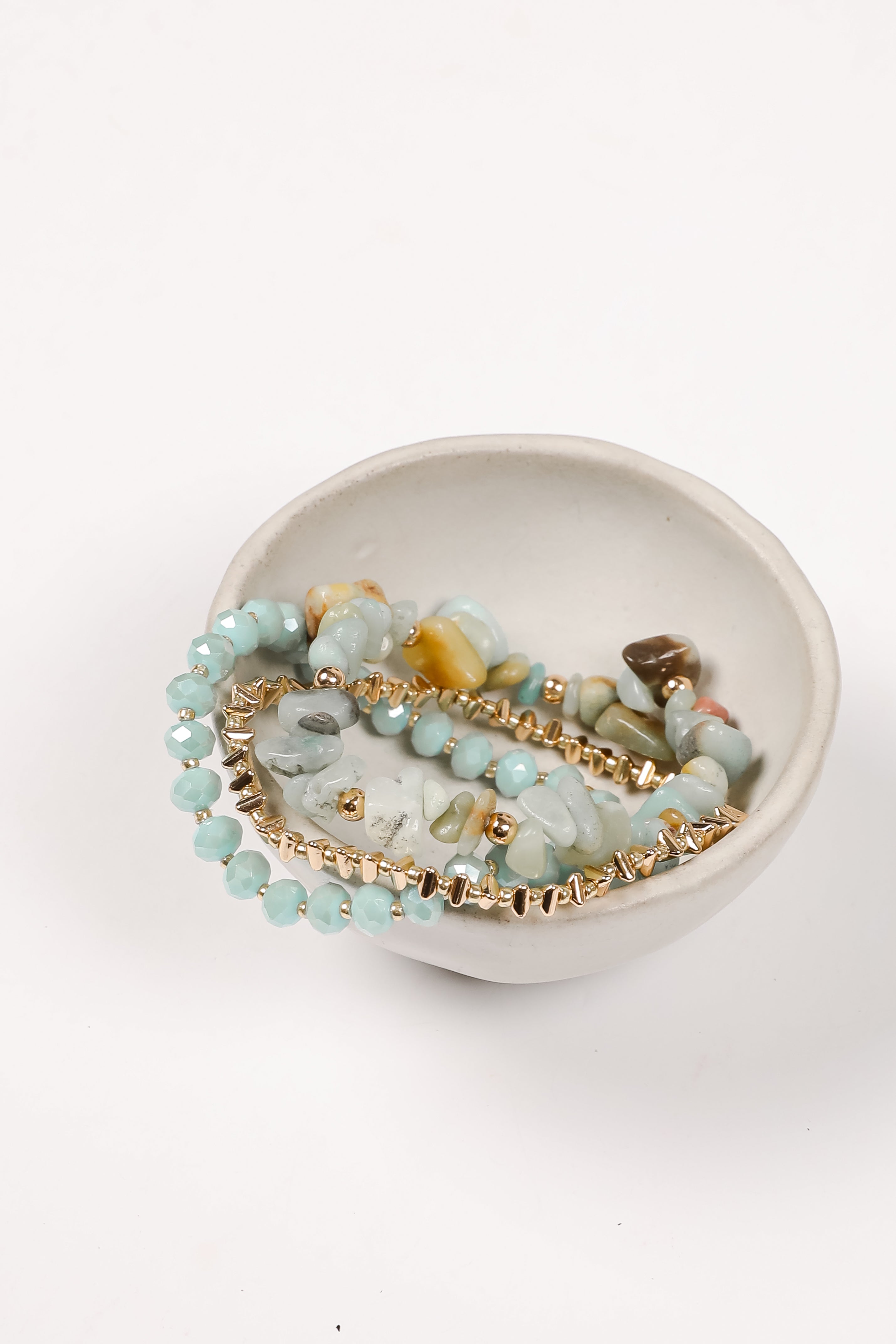 Aurora Mint Beaded Bracelet Set
