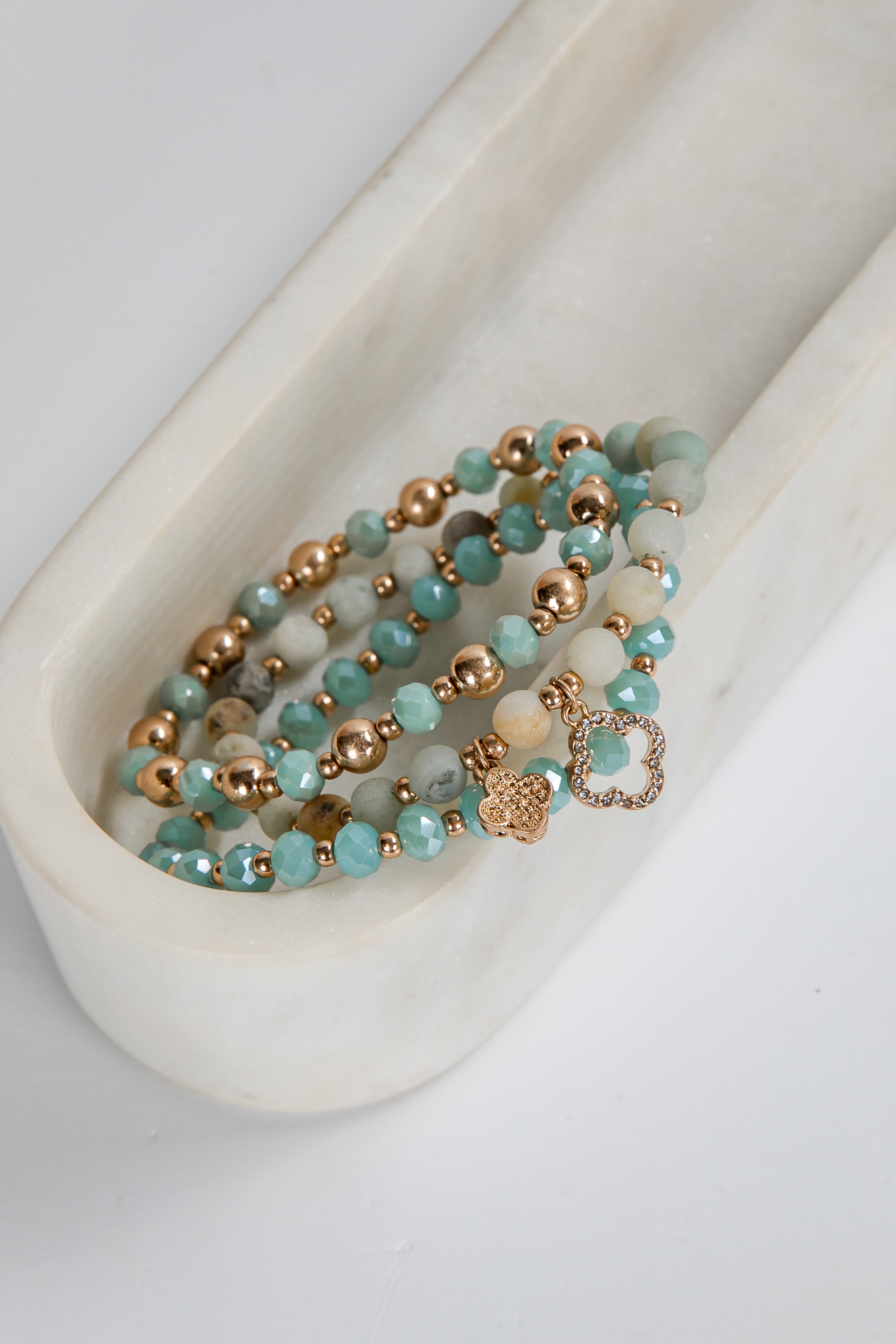 Sydney Mint Beaded Bracelet Set