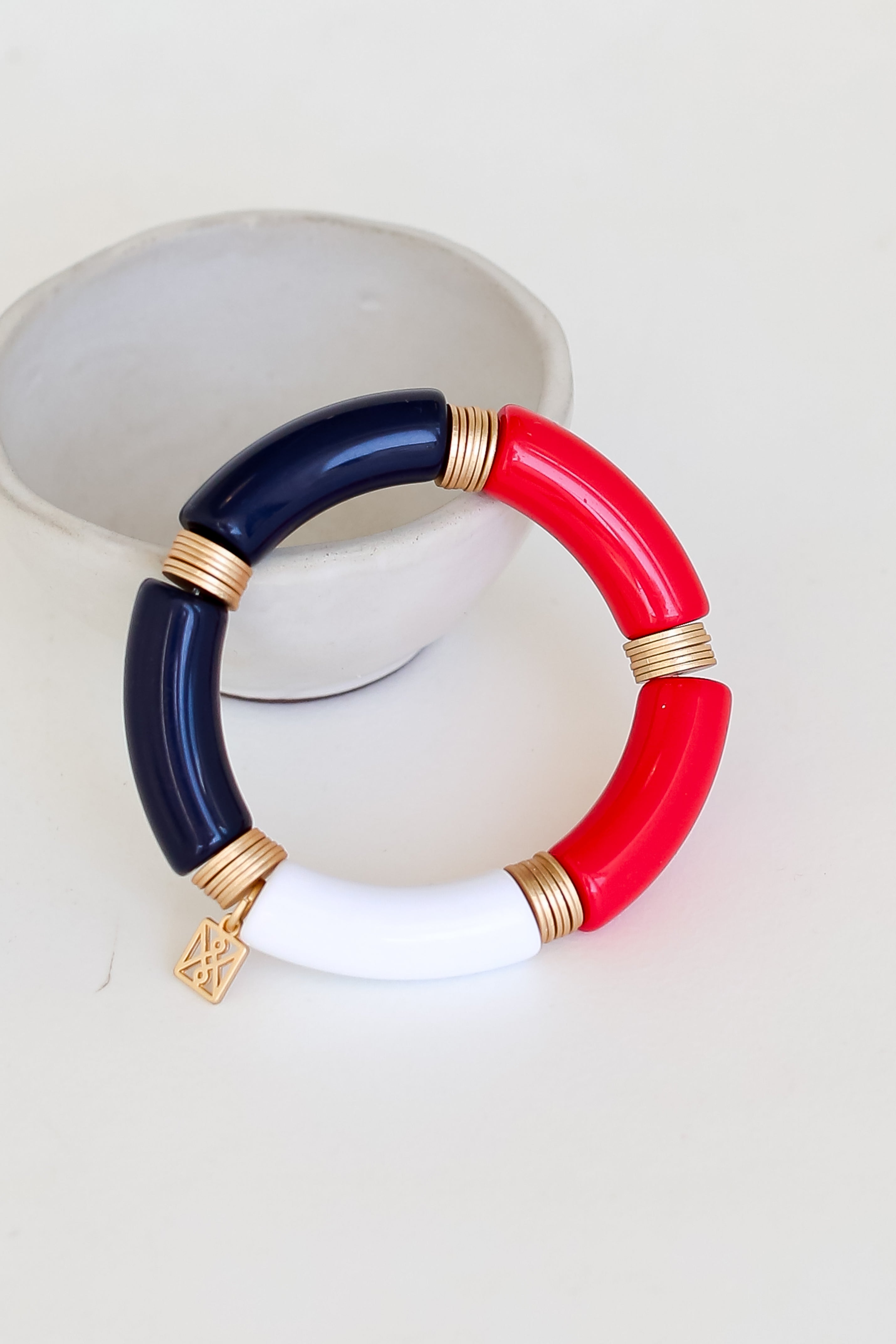 Red + Navy Color Block Tube Bracelet