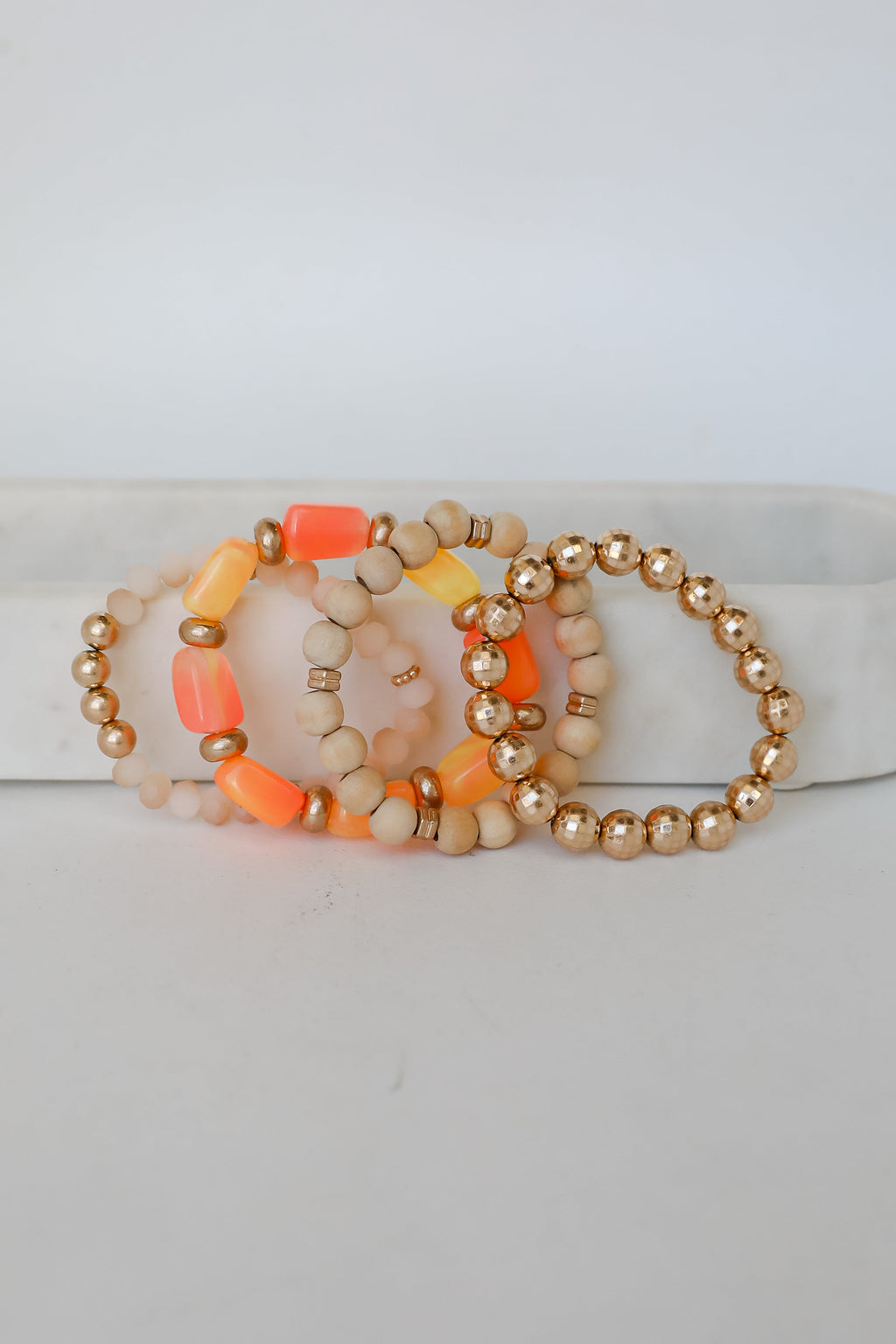 FINAL SALE - Ellie Orange Beaded Bracelet Set