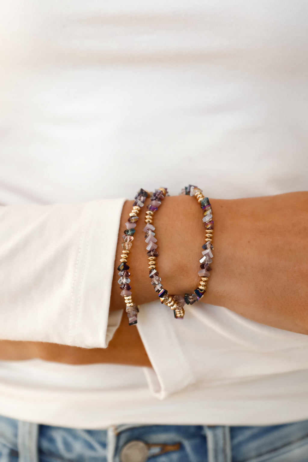 FINAL SALE - Allison Purple Beaded Bracelet Set