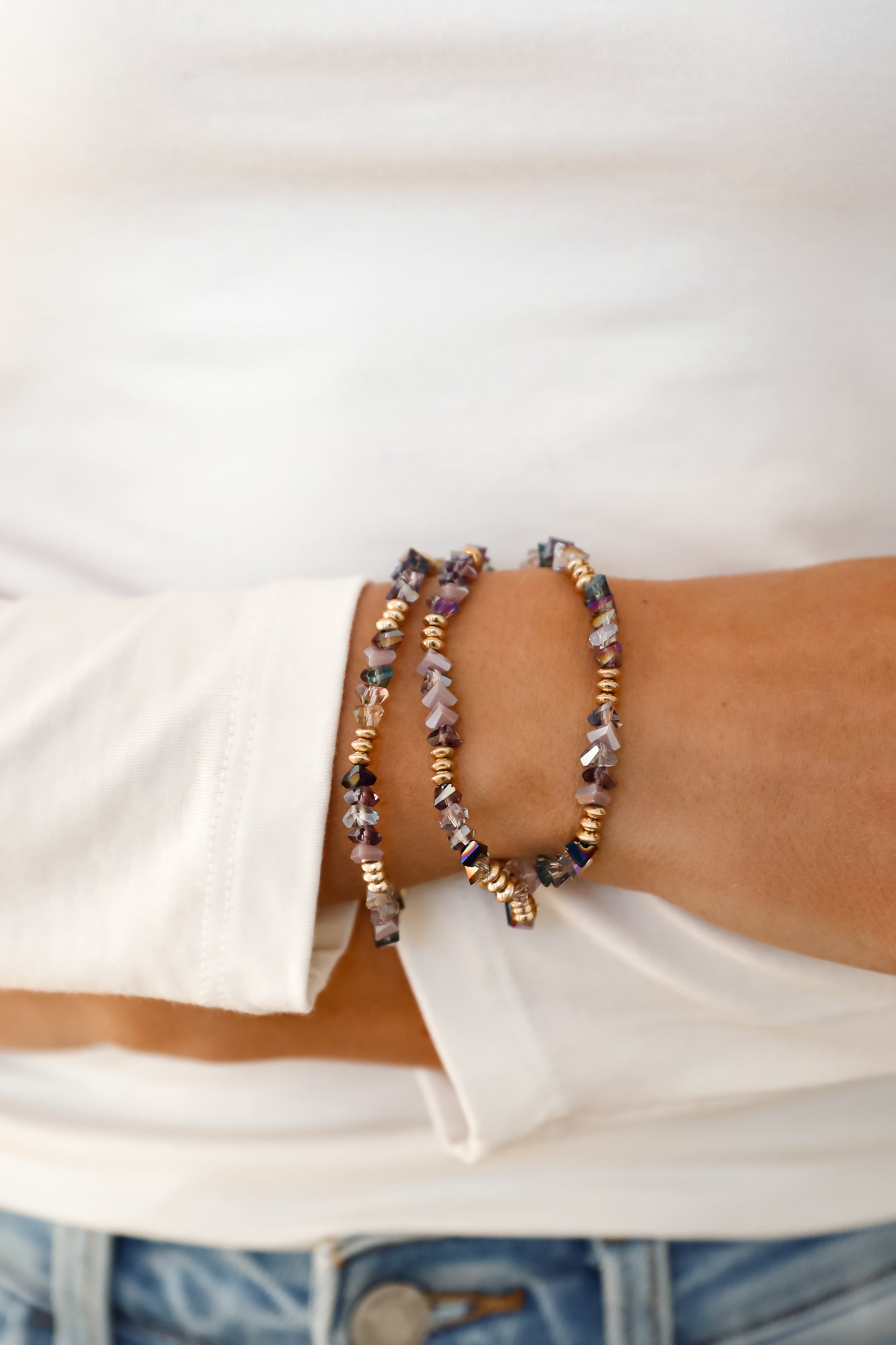 FINAL SALE - Allison Purple Beaded Bracelet Set