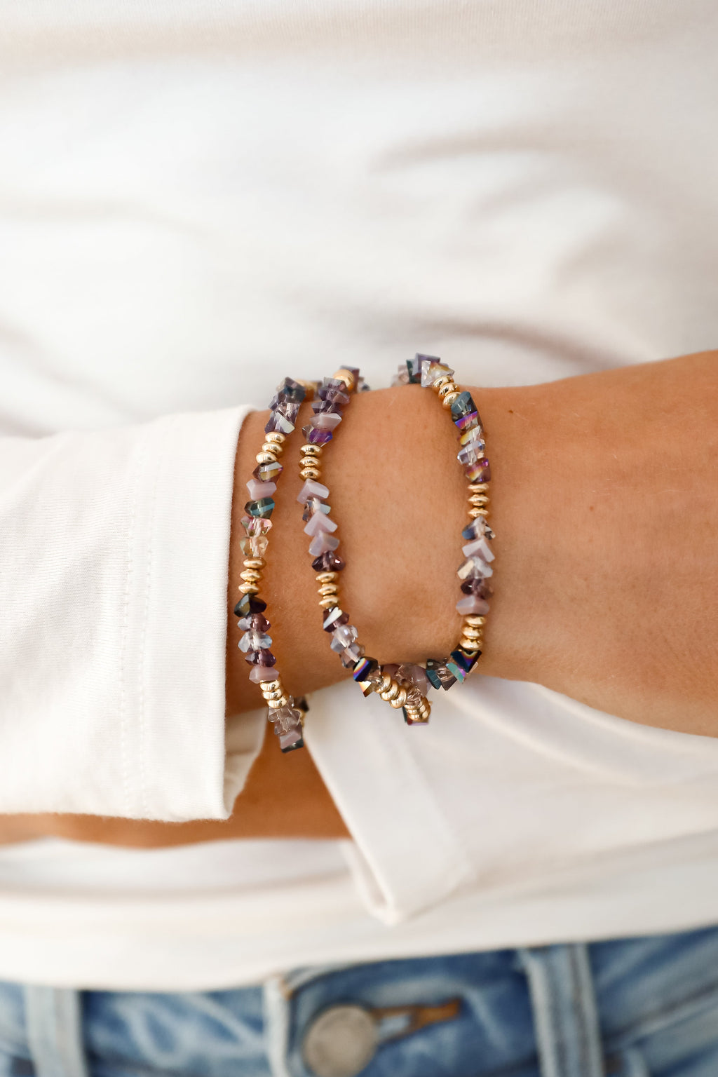 FINAL SALE - Allison Purple Beaded Bracelet Set
