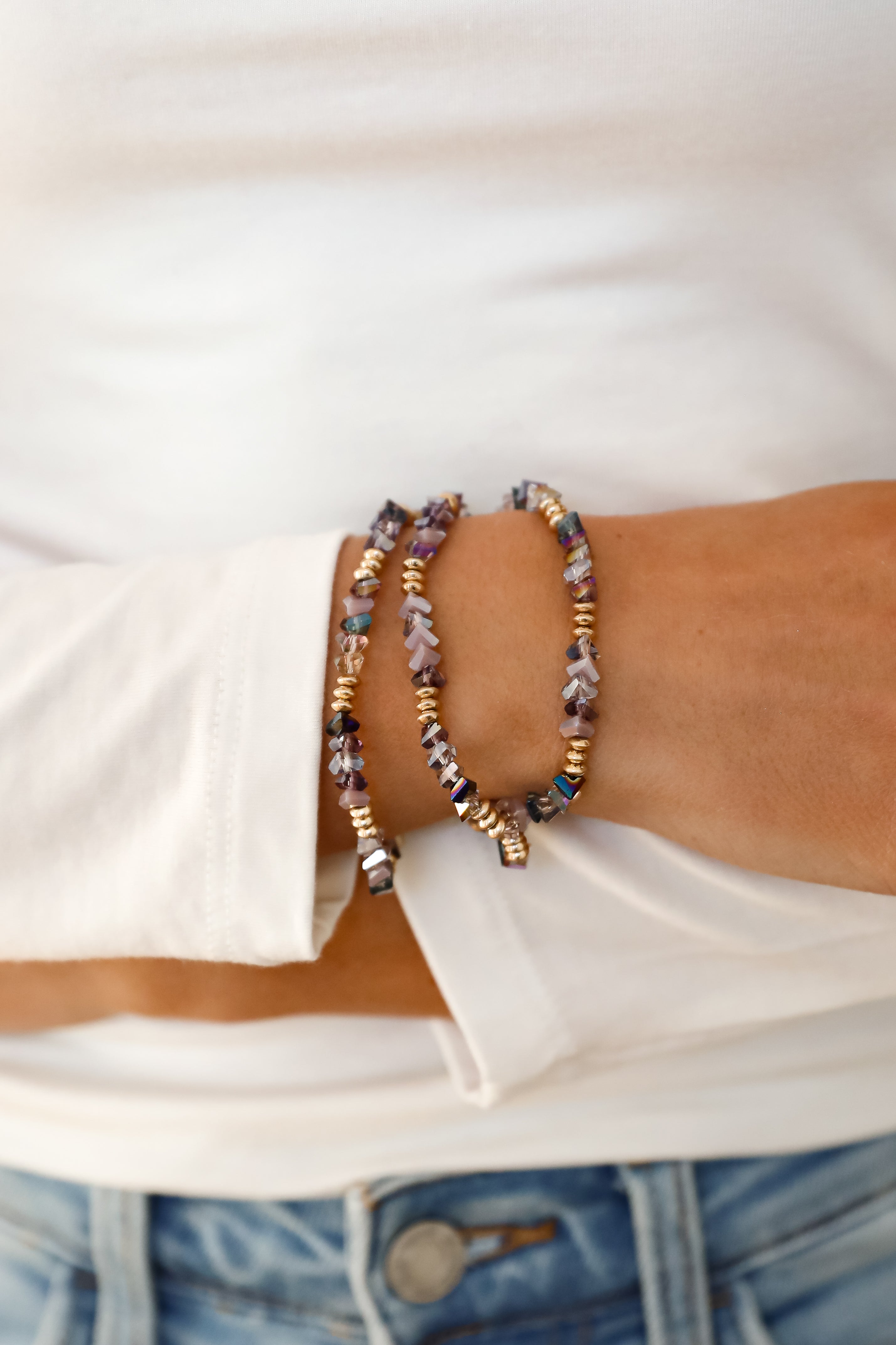 FINAL SALE - Allison Purple Beaded Bracelet Set