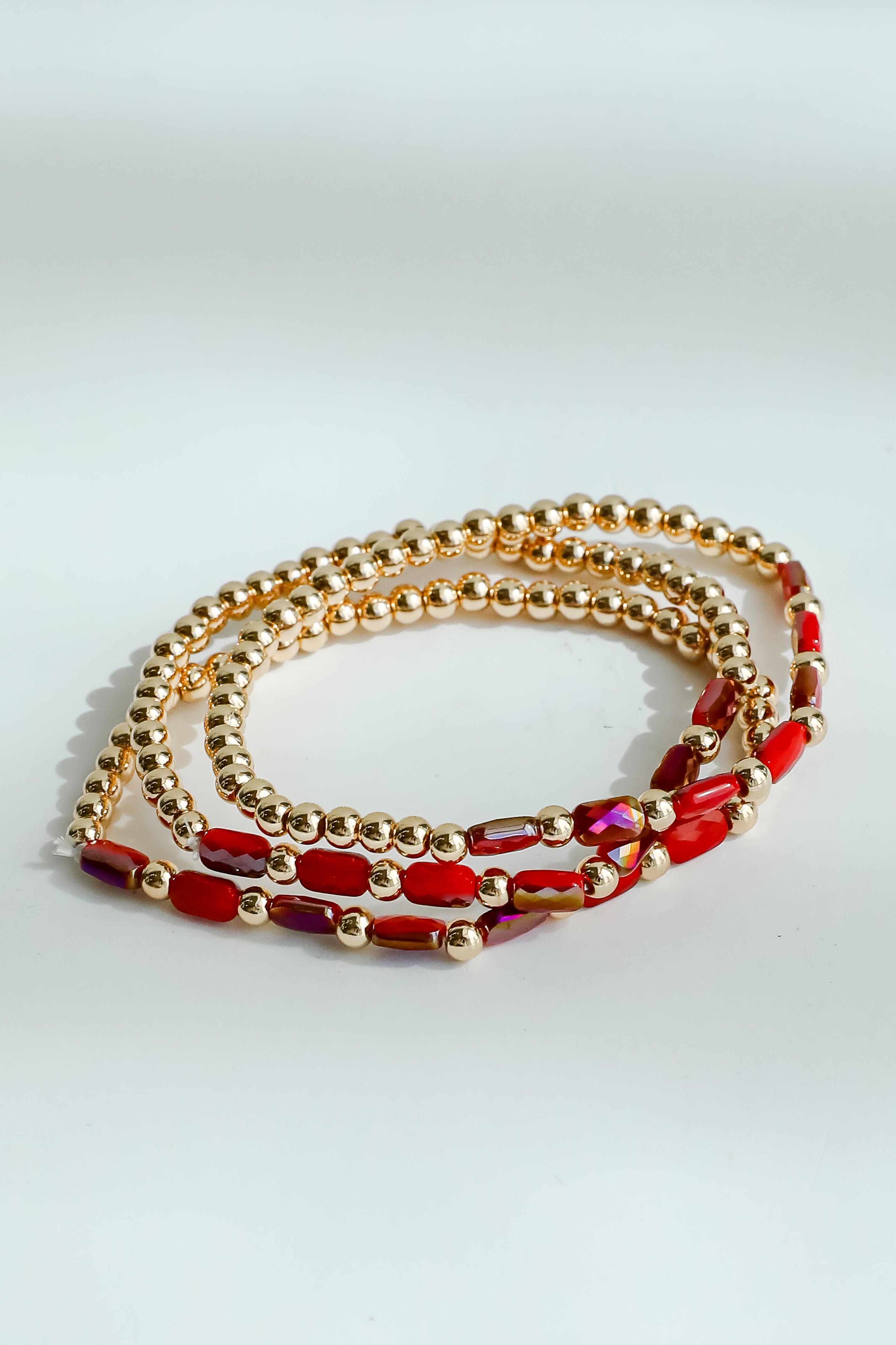 FINAL SALE - Reagan Red Beaded Bracelet Set