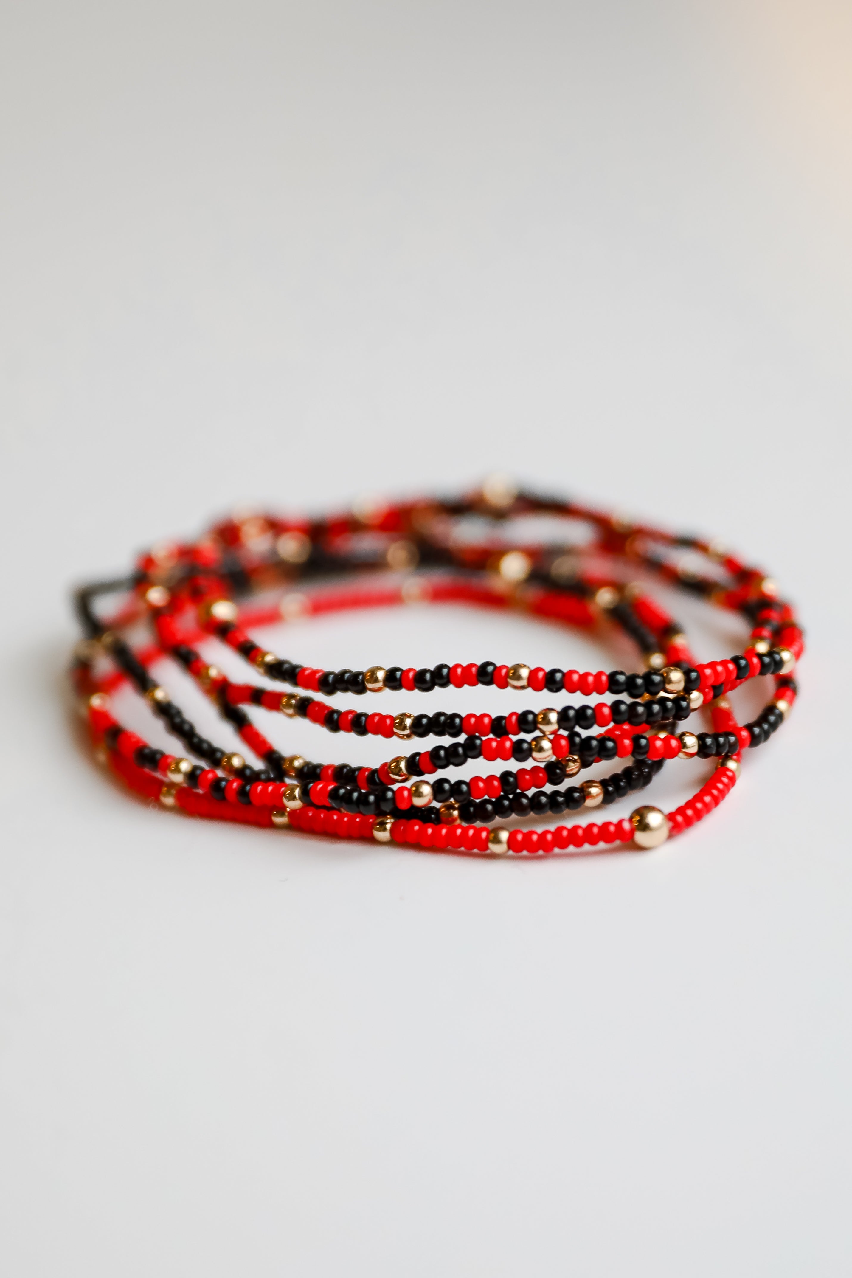 FINAL SALE - Audrey Red/Black Beaded Bracelet Set