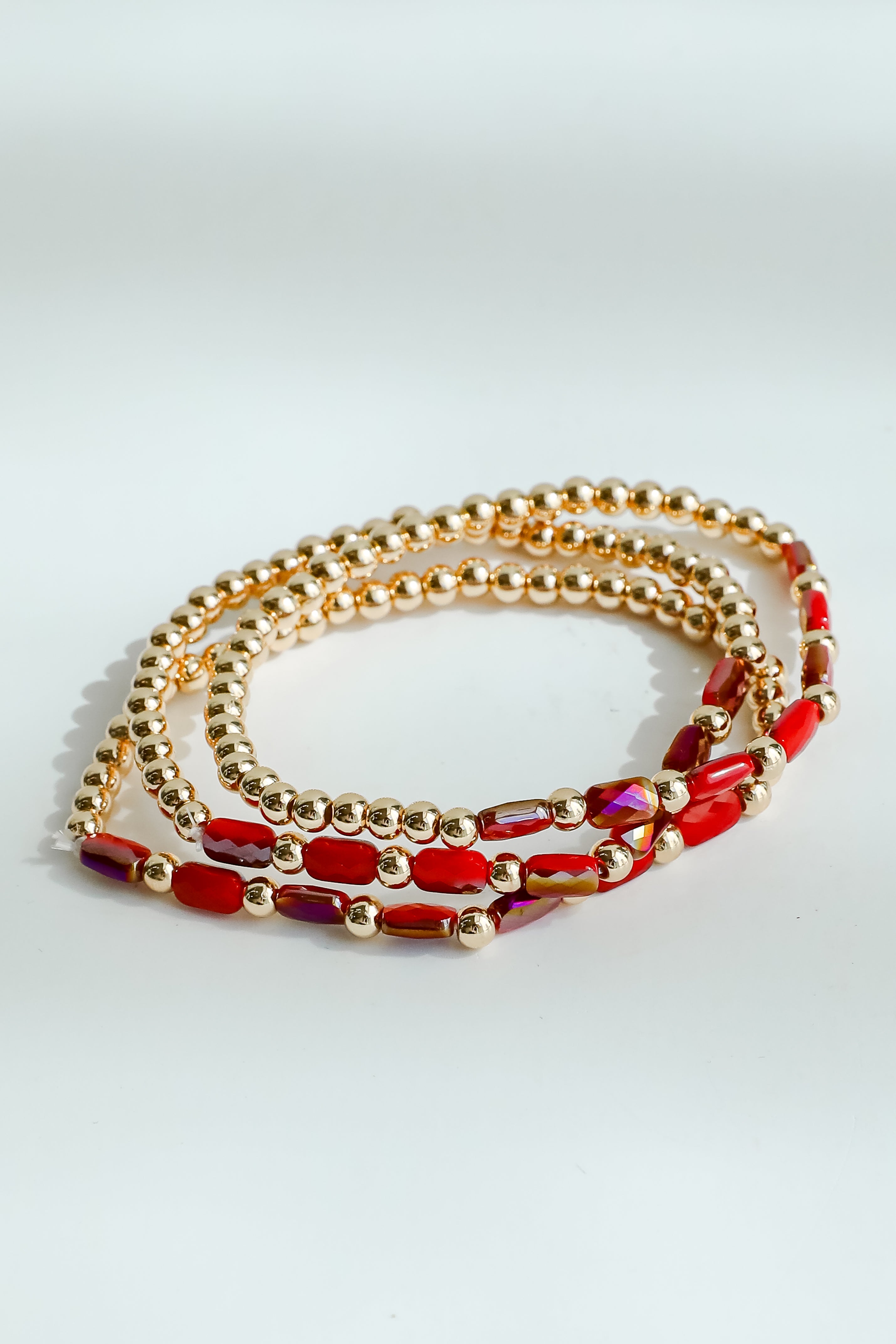 FINAL SALE - Reagan Red Beaded Bracelet Set