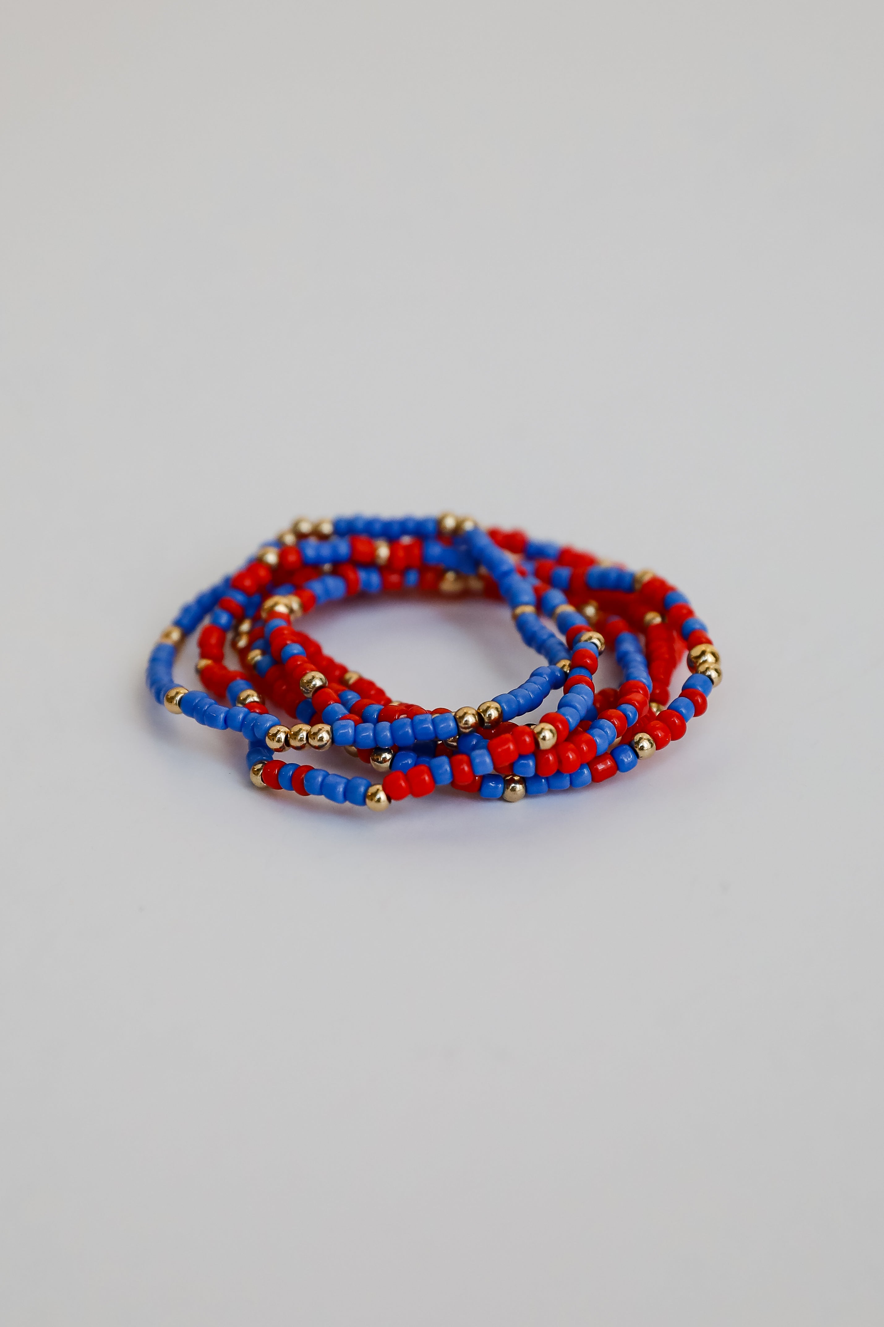 Hallie Blue/Red Beaded Bracelet Set