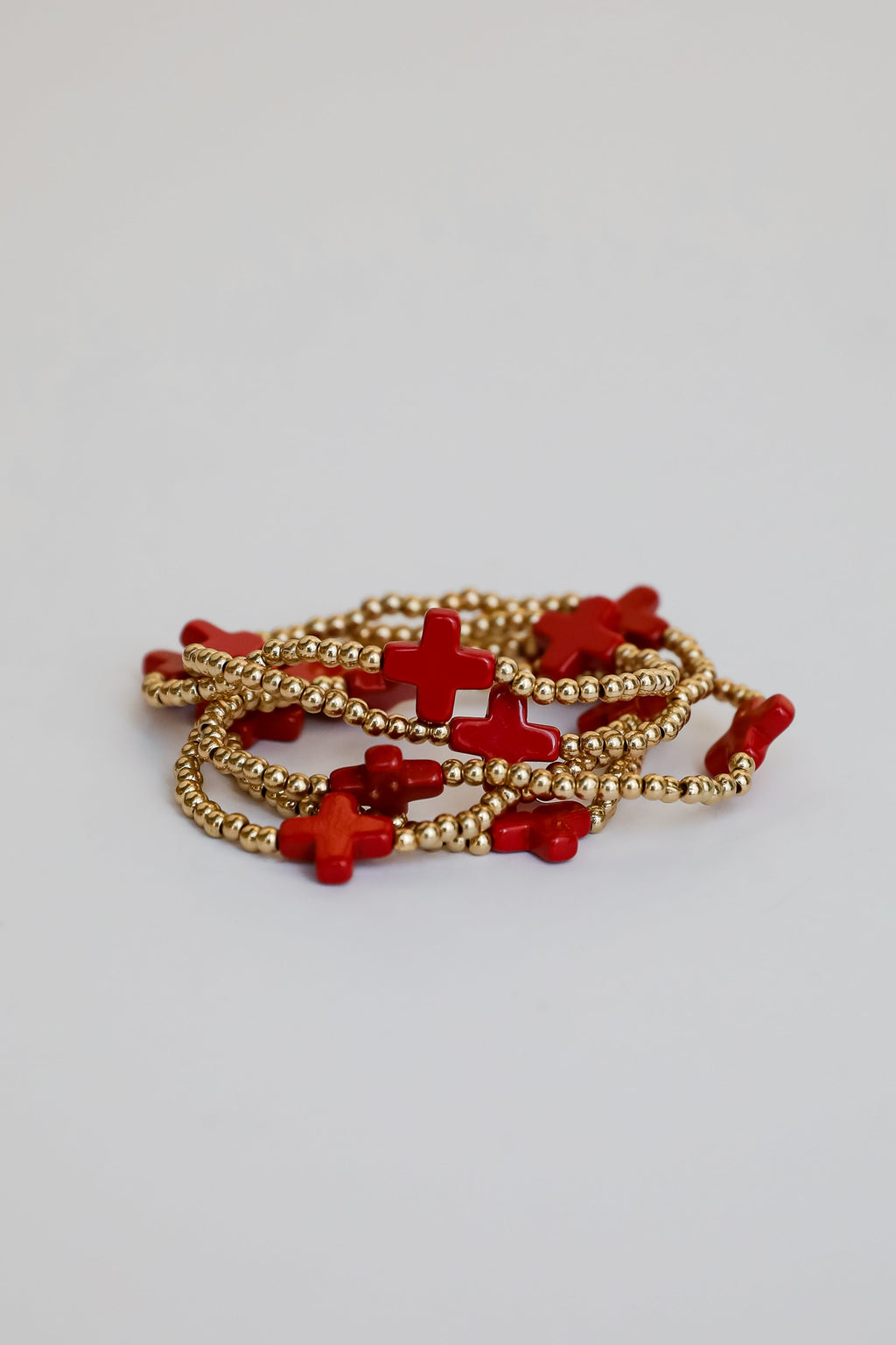 Alanna Red Beaded Bracelet Set
