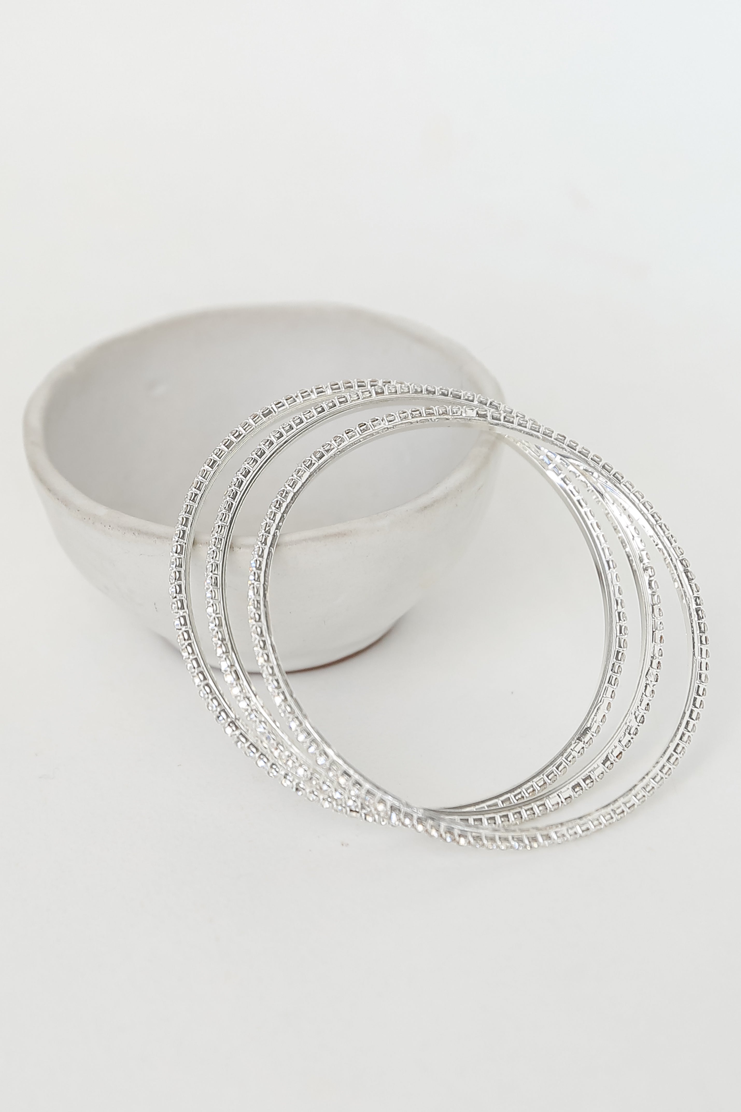 FINAL SALE - Kayla Silver Rhinestone Bracelet Set