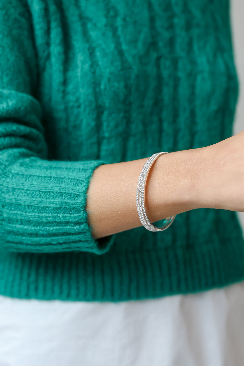 FINAL SALE - Kayla Silver Rhinestone Bracelet Set