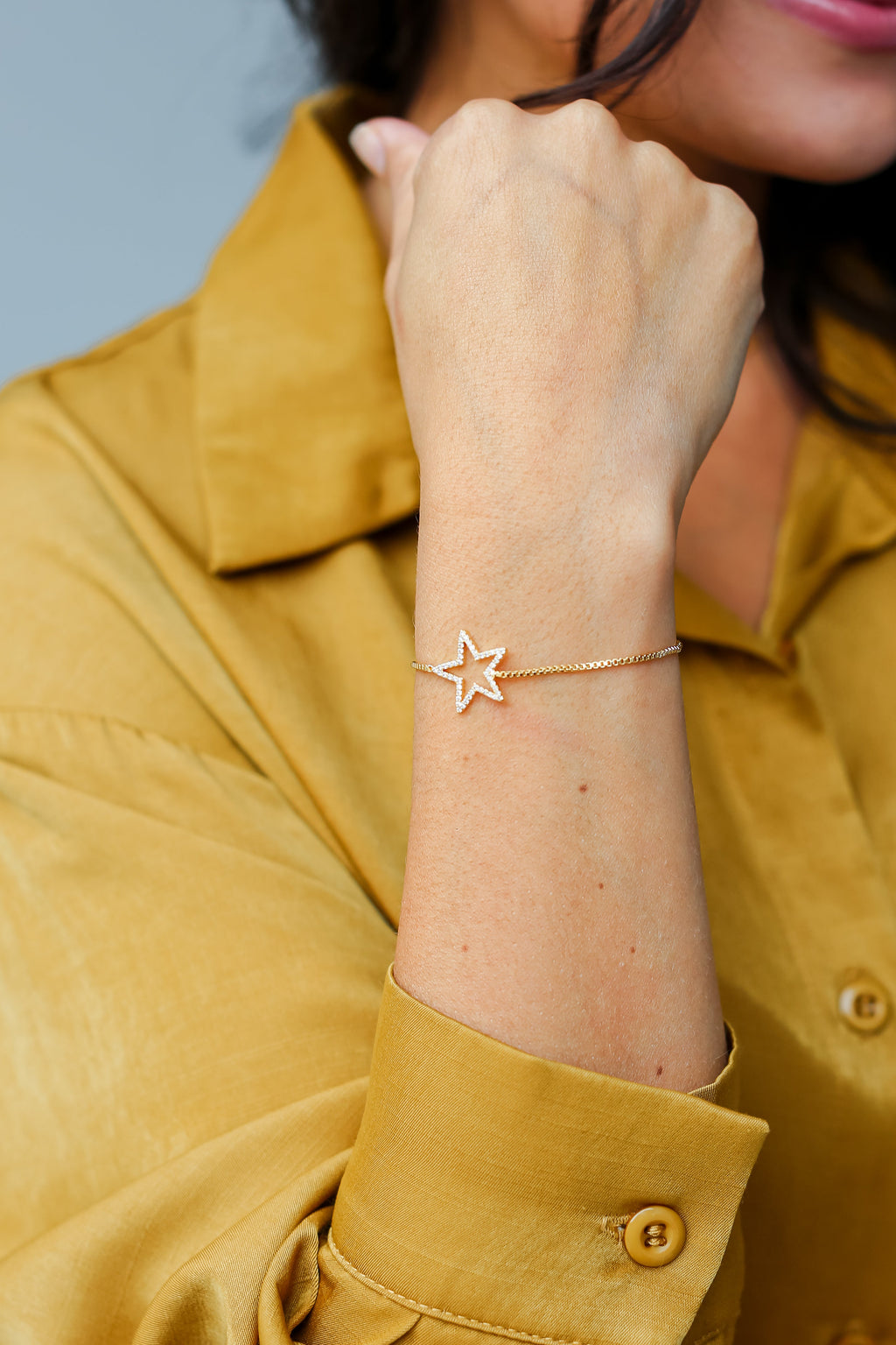 FINAL SALE - Lilah Gold Rhinestone Star Charm Bracelet