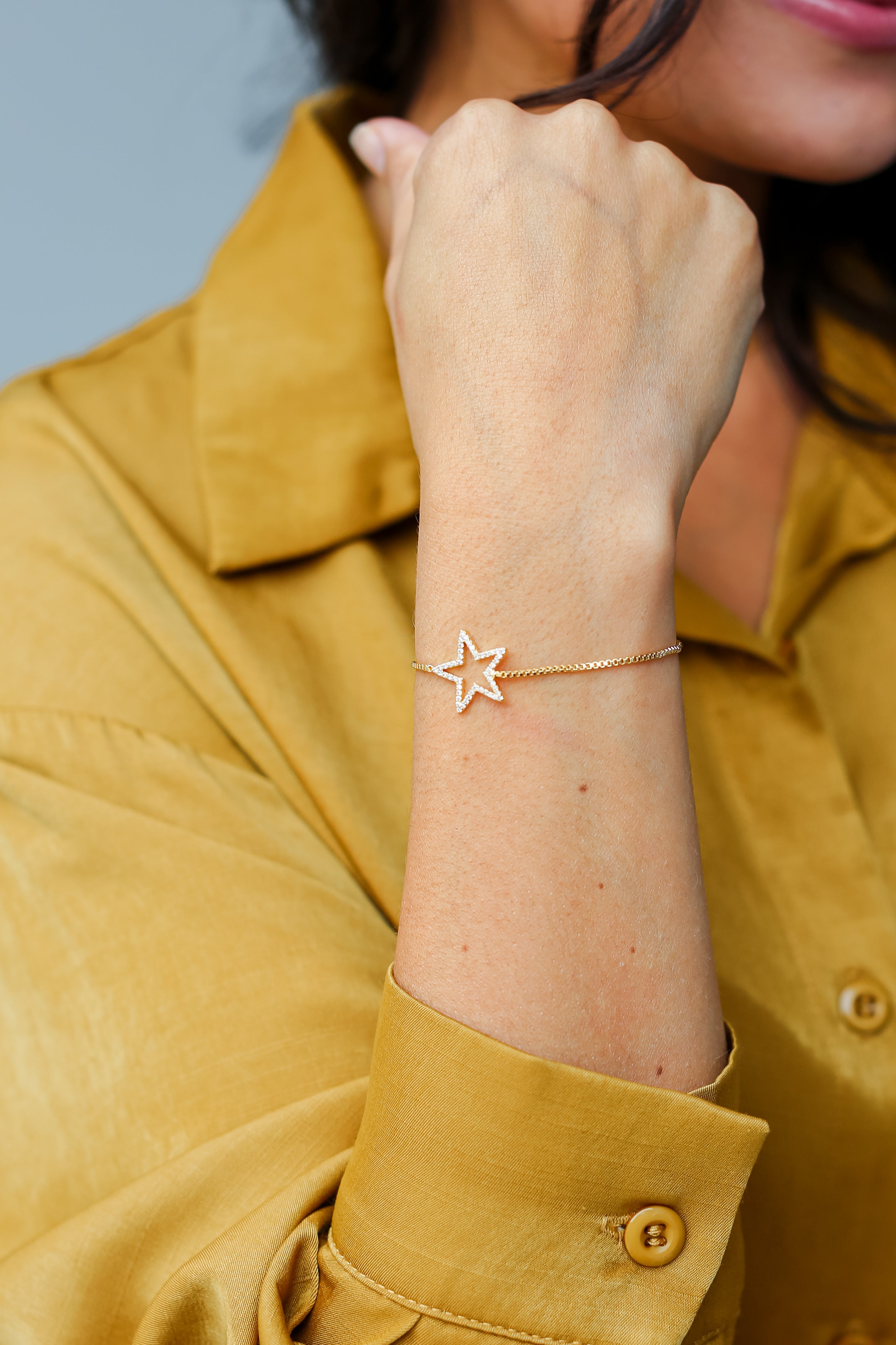 FINAL SALE - Lilah Gold Rhinestone Star Charm Bracelet