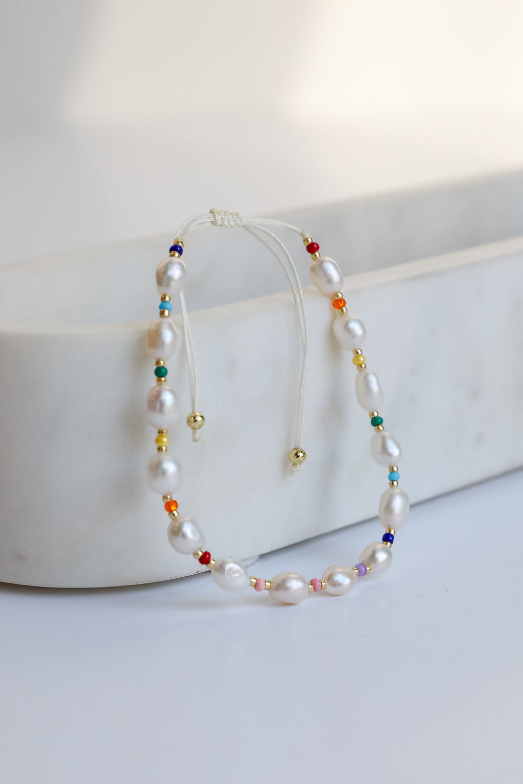 Amber White Pearl Bracelet