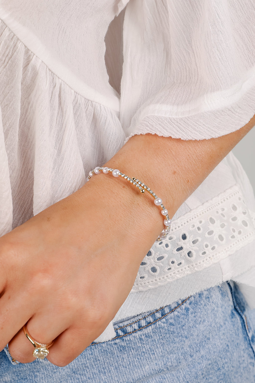 Chelsey Gold Pearl Cuff Bracelet